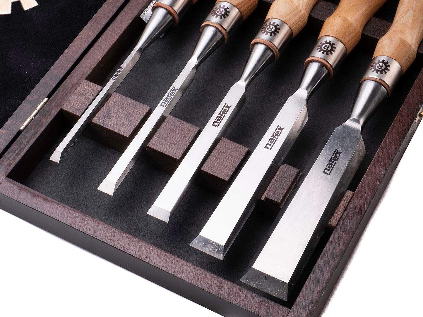 Narex Richter Cryogenic Bevelled Edge Cabinet Chisels In Wooden Case - Set of 5