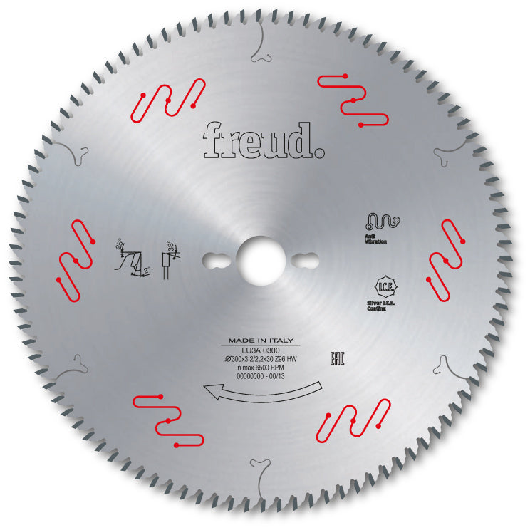 Freud Industrial Two Sided Melamine Cut Off Circular Saw Blade - 300mm Diameter - 96 Tooth - 30mm Bore - LU3A 0300