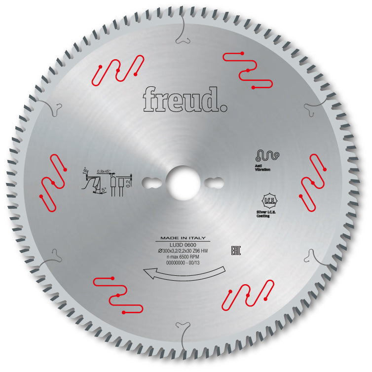 Freud Industrial Melamine Panel Circular Saw Blade - 300mm Diameter - 96 Tooth - 30mm Bore - LU3D 0600