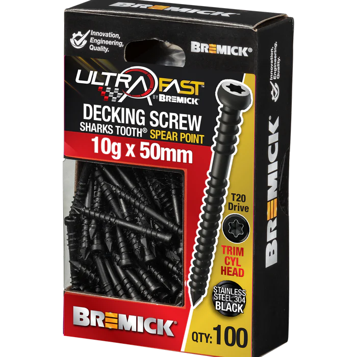 Black 304 Stainless Steel Spear Decking Screw Truss Head Bremick