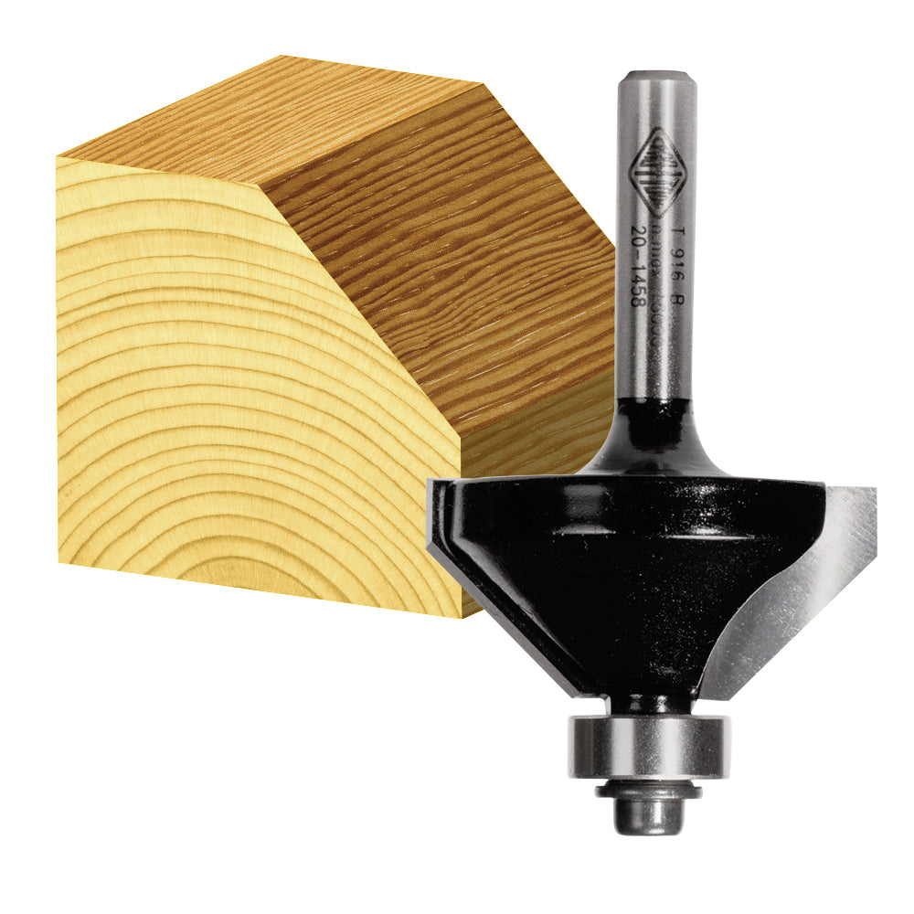 45° Chamfering Router Bits Carbitool - with Bearing 1/4" Shank