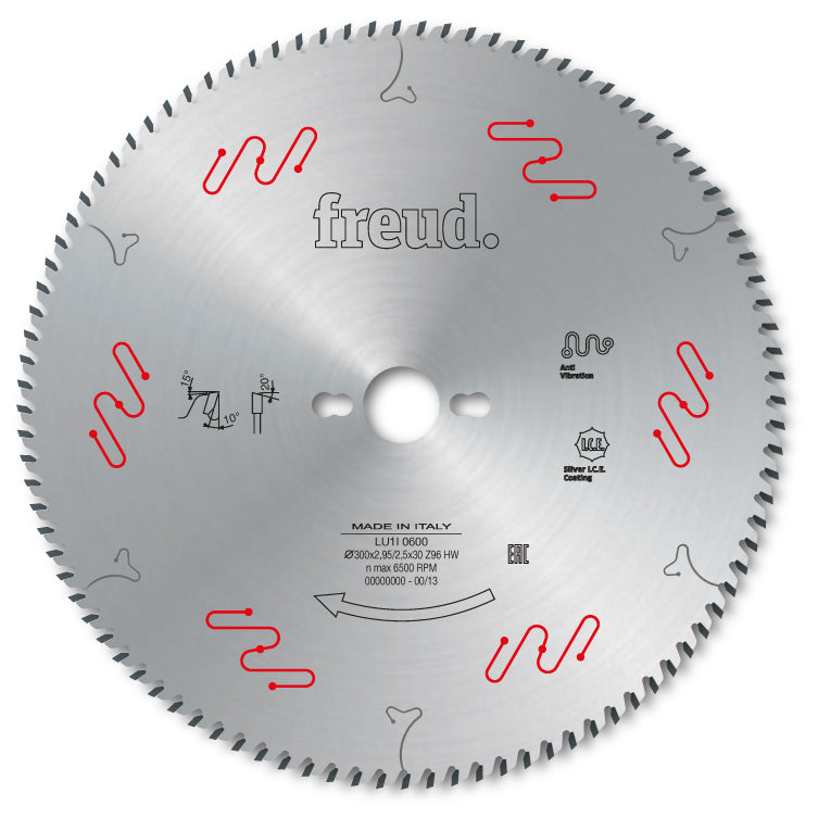 Freud Industrial Thin Kerf General Purpose Circular Saw Blade - 300mm Diameter - 96 Tooth - 30mm Bore - LU1I 0600