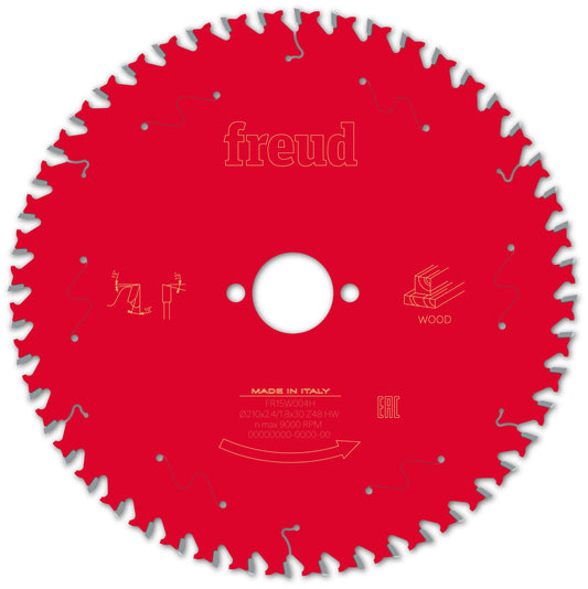 Freud General Purpose Circular Saw Blade - 210mm Diameter - 48 Tooth - 30mm Bore - FR15-W004H