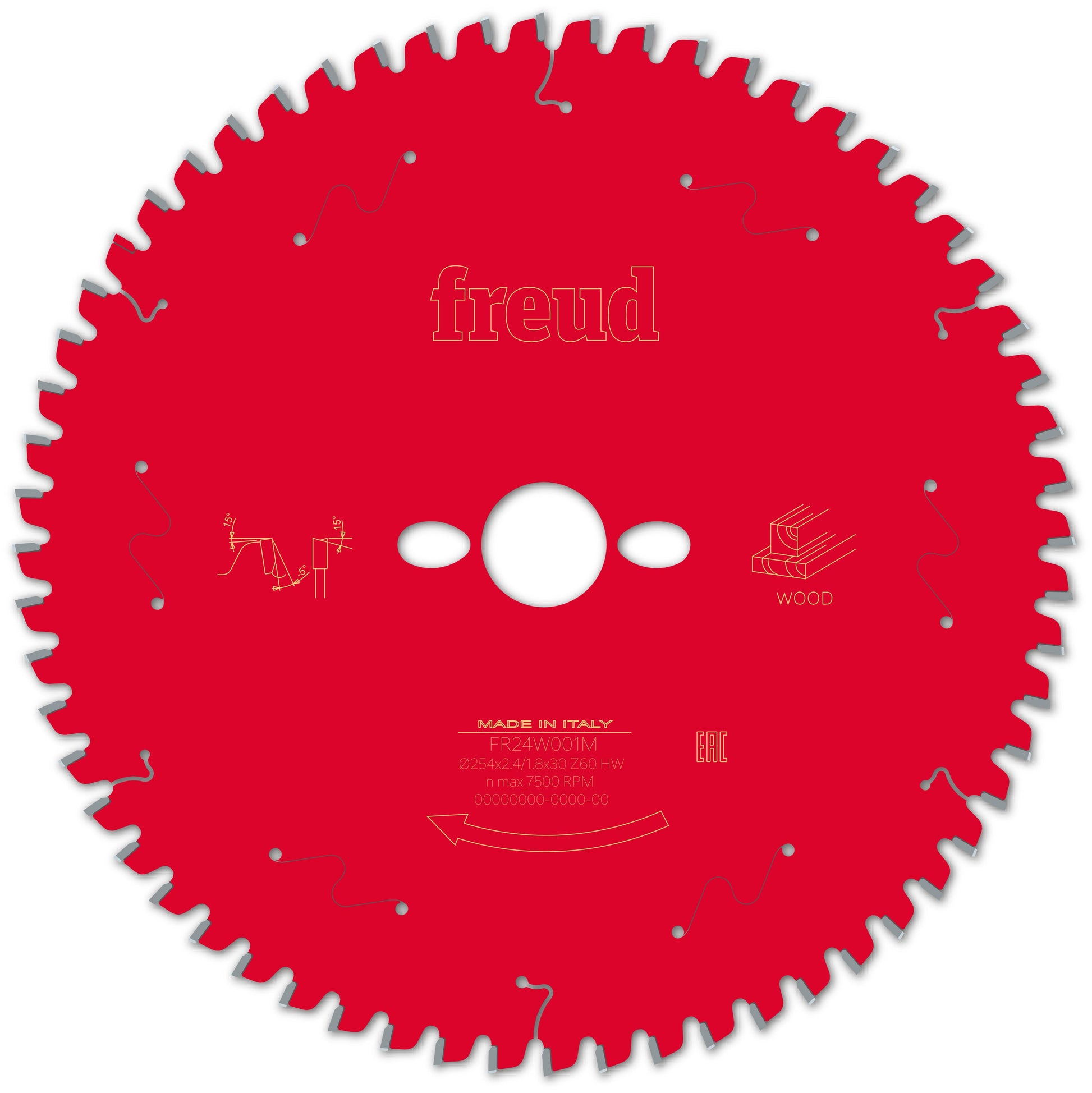 Freud General Purpose Mitre Saw Blade - 254mm Diameter - 60 Tooth - 30mm Bore - FR24-W001M