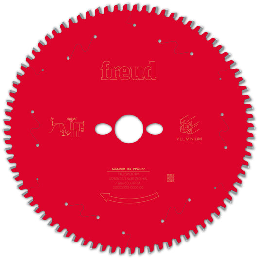 Freud Aluminium/Non-Ferrous Metal Cut Off Mitre Saw Blade - 260mm Diameter - 80 Tooth - 30mm Bore - FR26-A001M