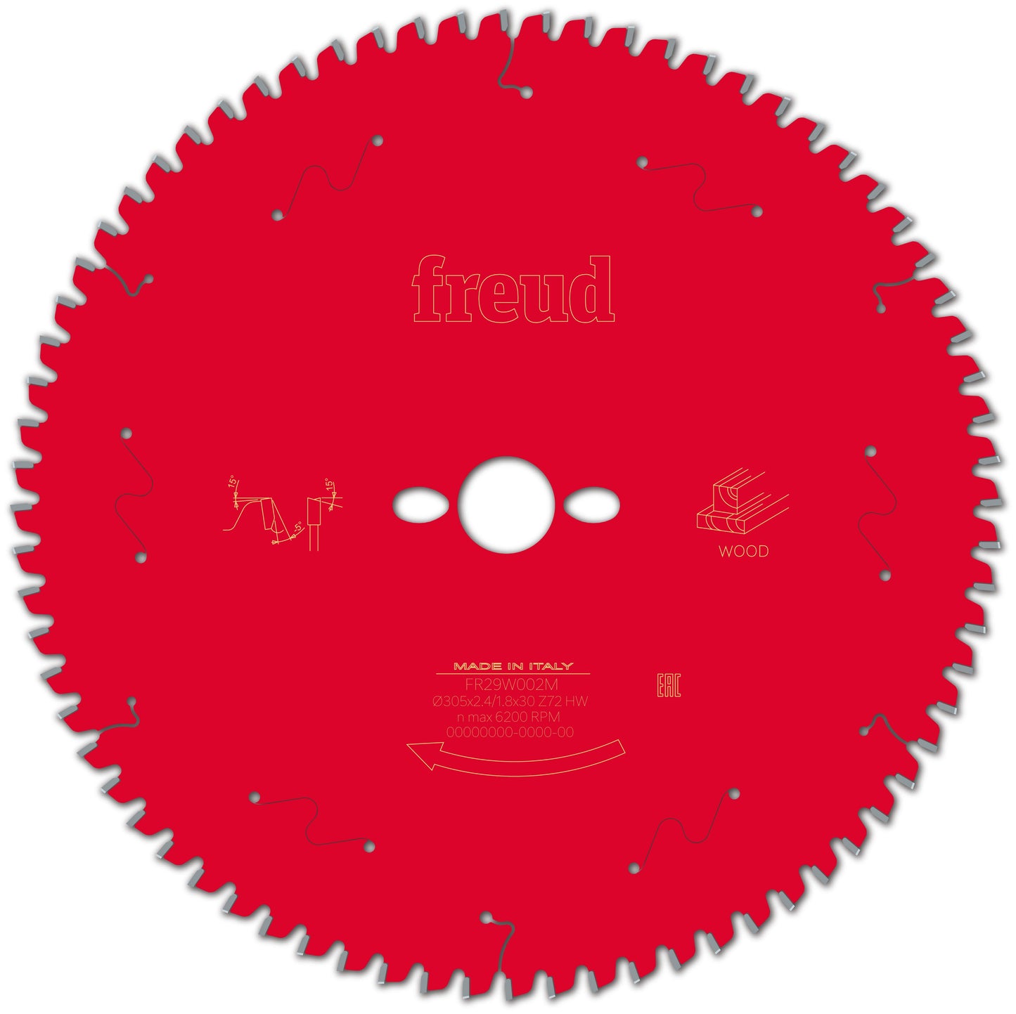 Freud Timber Fine Cut Off Mitre Saw Blade - 305mm Diameter - 72 Tooth - 30mm Bore - FR29-W002M