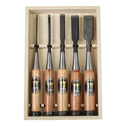 Temple Tool Co Japanese Bench Chisels Box Set (1", ¾", ½", ¼", ⅛")