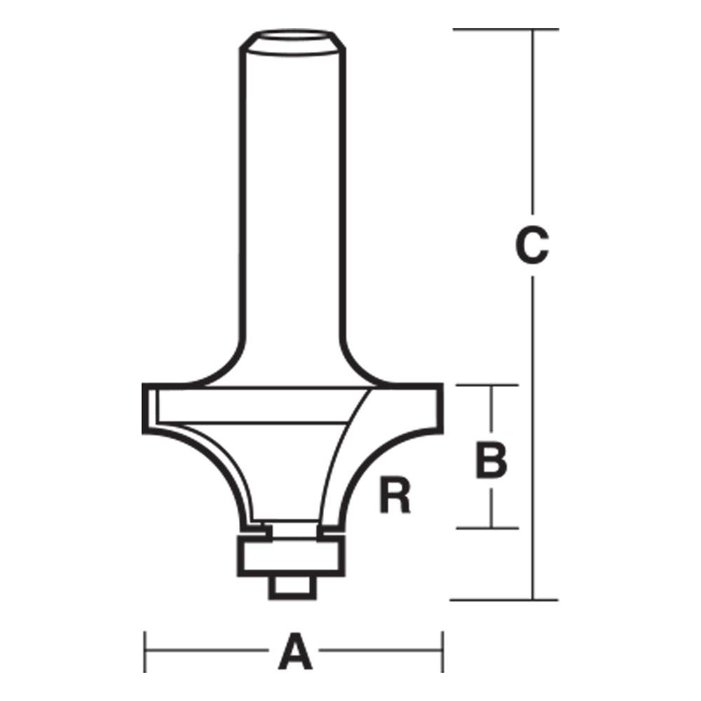 Round Over Router Bits Carbitool - with Bearing 1/4" Shank